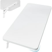 Wall Mounted Folding Table 31.5”L x 15.7”W, Laundry Folding Table with Heavy Duty Metal Collapsible Shelf Brackets, 120 LBS Capacity, Wall Mounted Desk Fold Down for Small Spaces, White